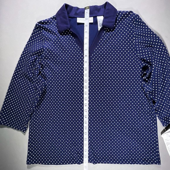 First Issue A Liz Claiborne Company Missy 3/4 Sleeve Polkadot Top Size XL - Picture 9 of 12